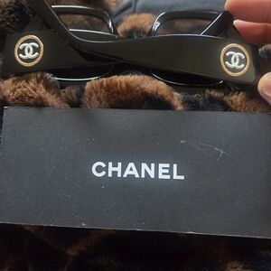 CHANEL Black Sunglasses with Gold Detail